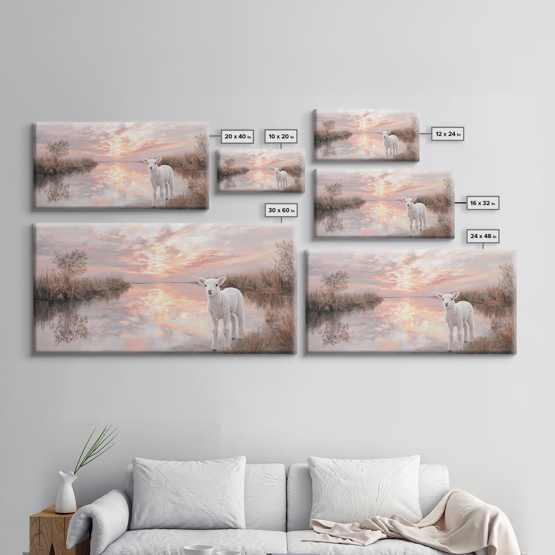 Pasture Light | Framed Canvas Print | Christian Art Canvas | Christian Painting | Christian Christmas Decor | Modern Christian Art | Christ