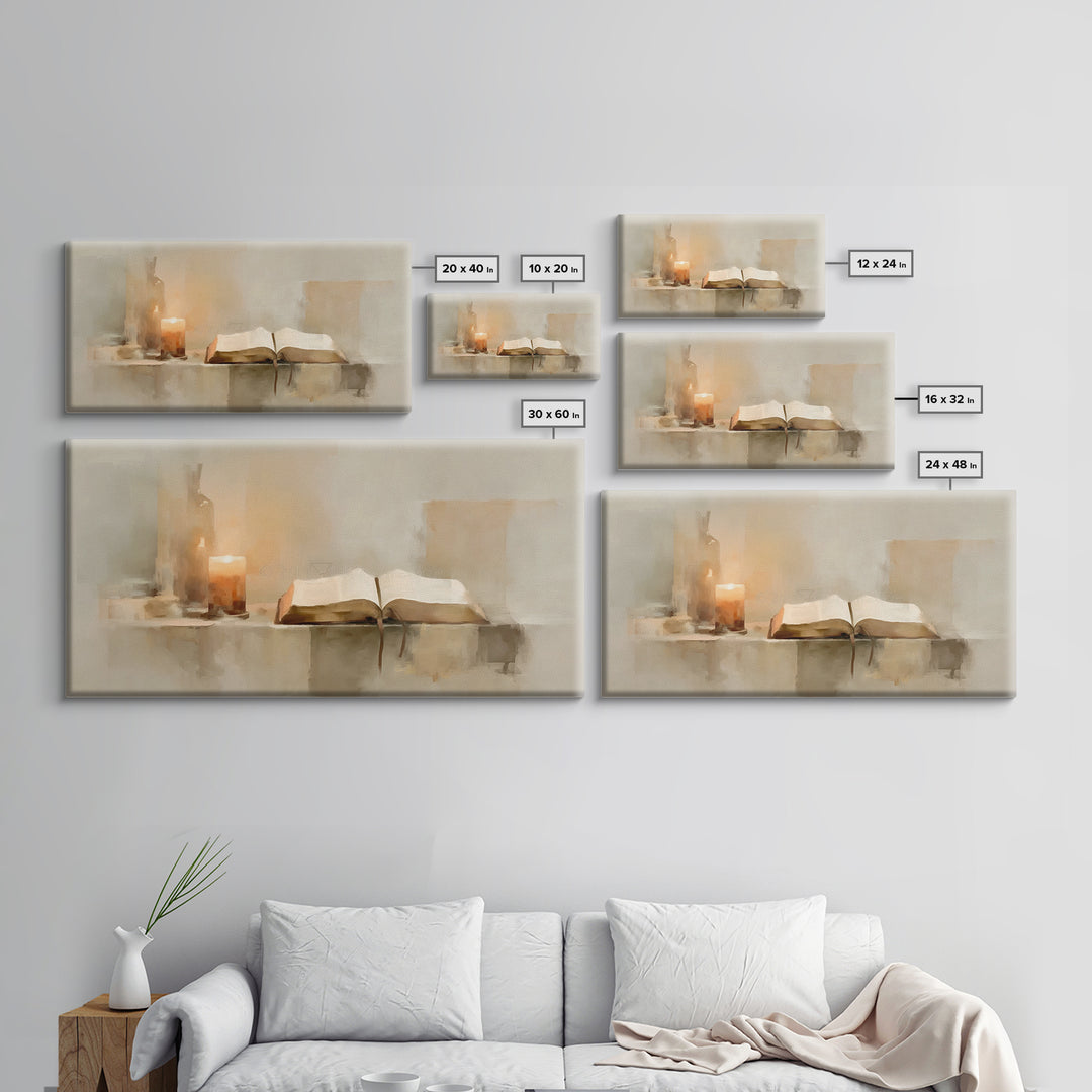 Candlelit Promise – Framed Canvas Print – Christian Art Canvas – Christian Wall Art – Moody Christian Art – Christian Art Gift Ideas