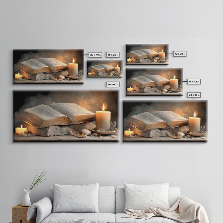 Light Of Scripture, Framed Canvas Print, Christian Art Canvas, Christian Wall Art, Vintage Christian Art, Christian Painting, Christian Gif
