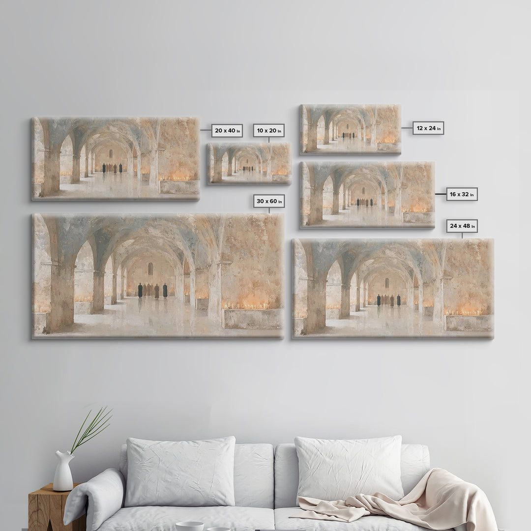 Monastic Gathering, Framed Canvas Print, Christian Art Canvas, Christian Wall Art, Vintage Christian Art, Christian Painting, Christian Art