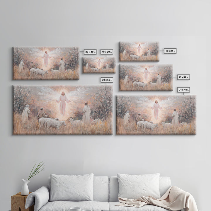 Angel Of Dawn, Framed Canvas Print, Christian Art Canvas, Christmas Wall Art, Jesus Painting, Christian Christmas Art, Christian Wall Art