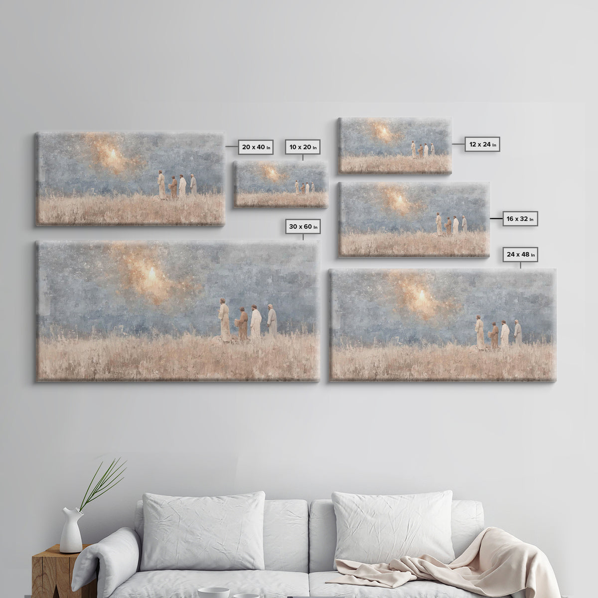 Glory In Clouds | Framed Canvas Print | Christian Art Canvas | Christmas Wall Art | Jesus Painting | Christian Christmas Art | Faith