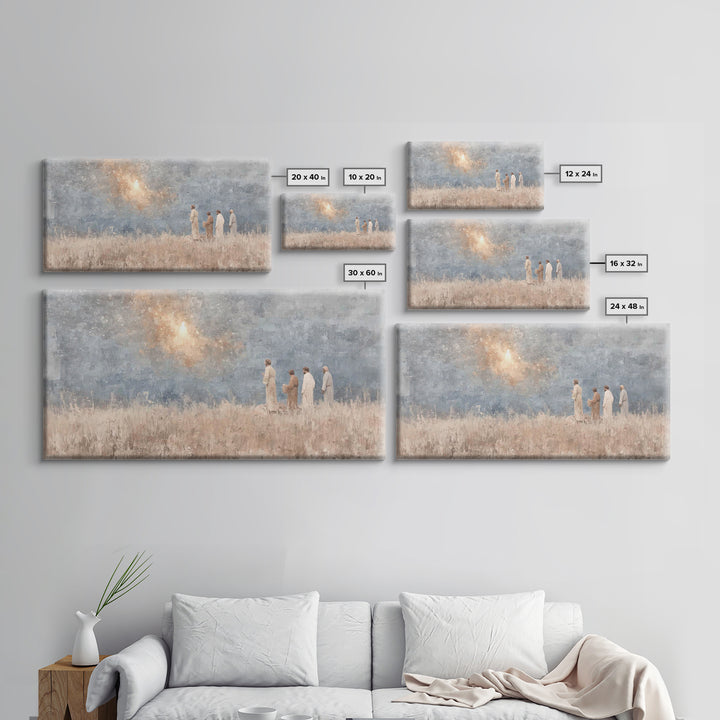 Glory In Clouds | Framed Canvas Print | Christian Art Canvas | Christmas Wall Art | Jesus Painting | Christian Christmas Art | Faith