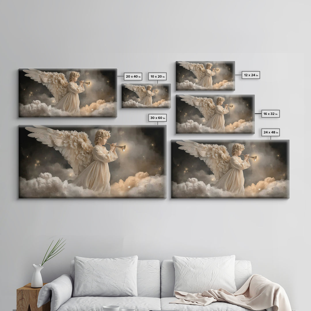 Heavenly Trumpet Call | Framed Canvas Print | Christian Wall Art | Christian Art Canvas | Christmas Art | Christian Christmas Art