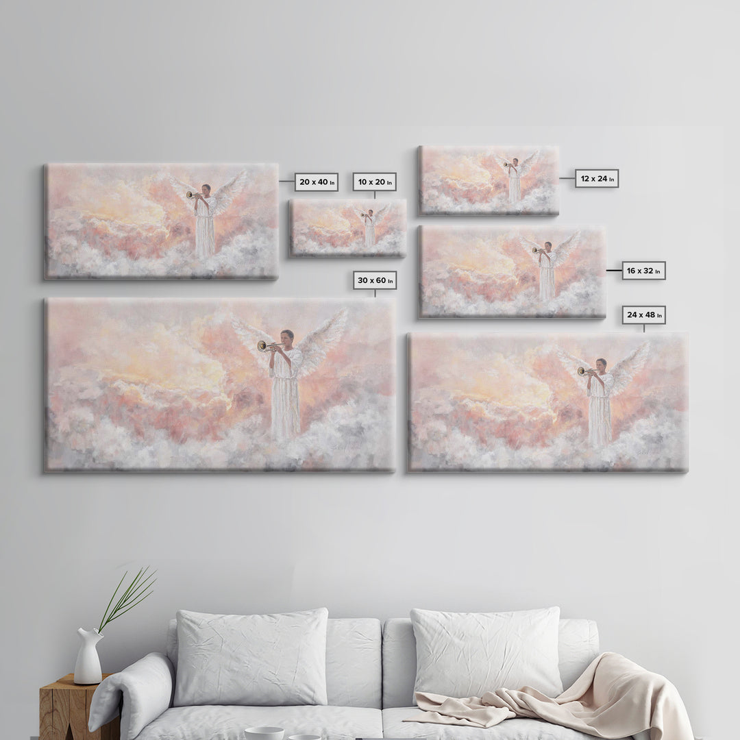 Angel In Sunrise - Framed Canvas Print - Christian Art Canvas - Christian Wall Art - Jesus Painting - Christian Christmas Art - Faith