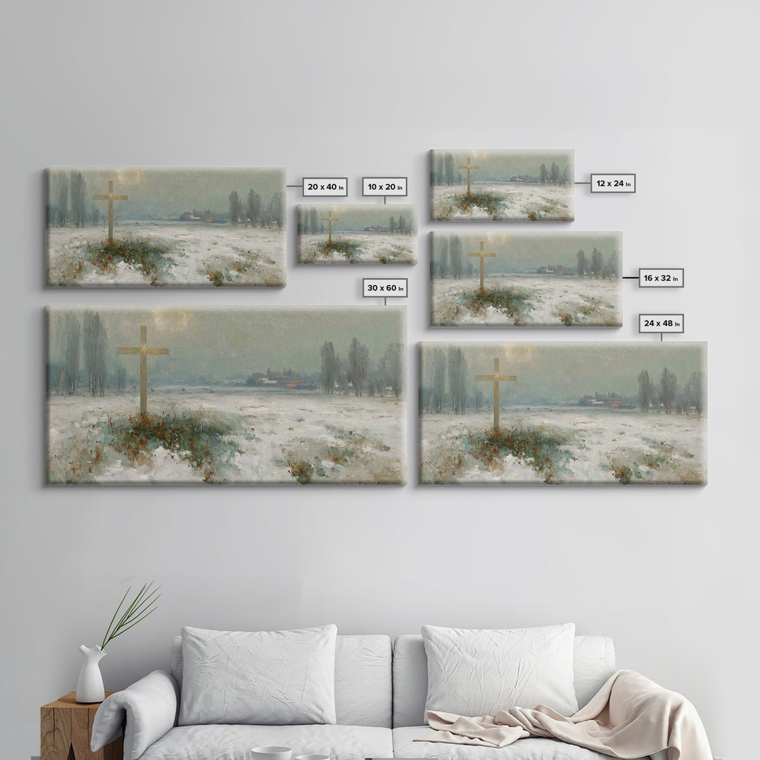 Silent Redemption – Framed Canvas Print – Christian Art Canvas – Vintage Christian Art – Christian Wall Art – Moody Christmas Art