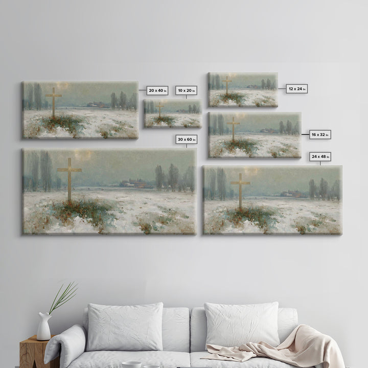 Silent Redemption – Framed Canvas Print – Christian Art Canvas – Vintage Christian Art – Christian Wall Art – Moody Christmas Art