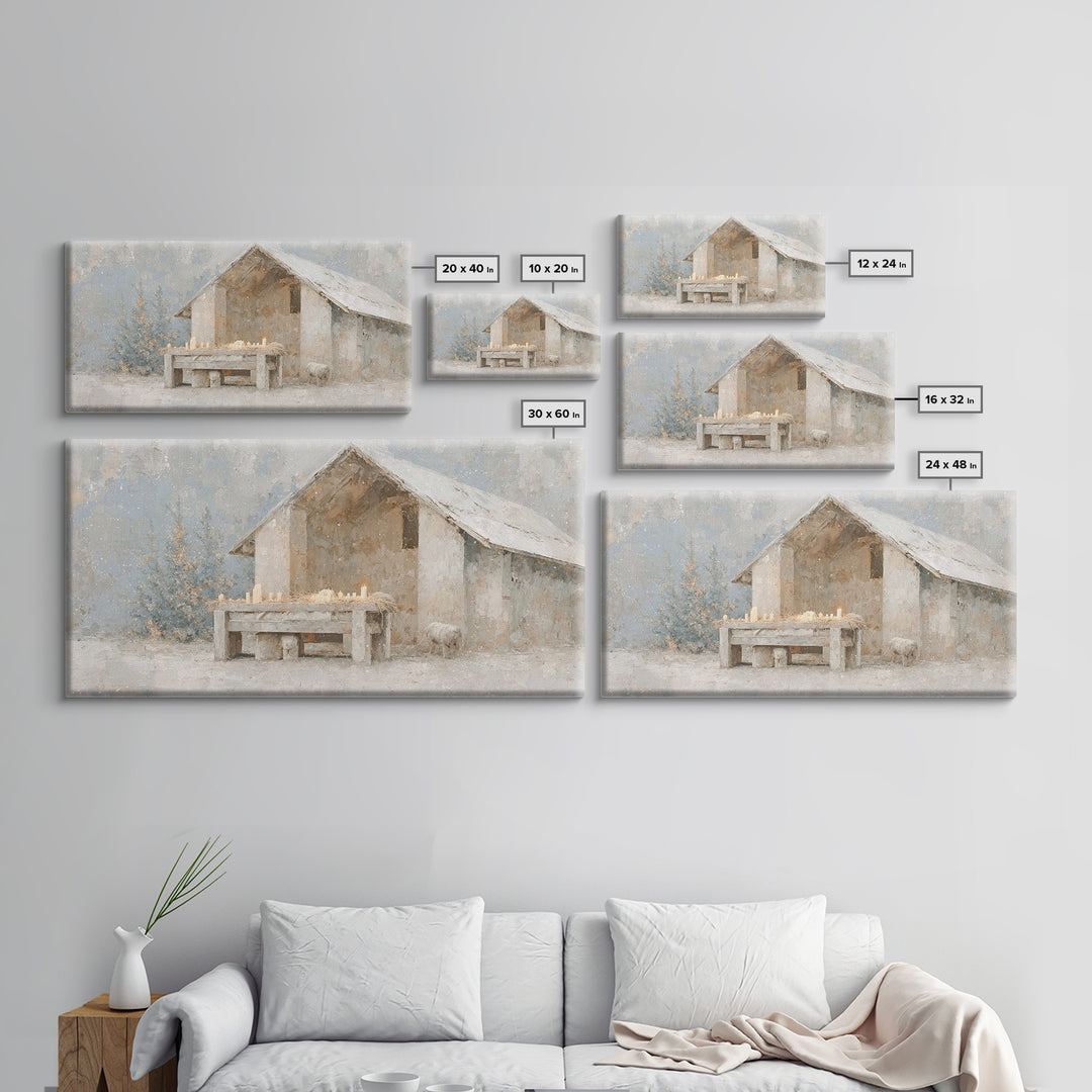 Silent Manger Light – Framed Canvas Print – Christian Wall Art – Christian Art Canvas – Christmas Art – Vintage Christmas Art – Christian D
