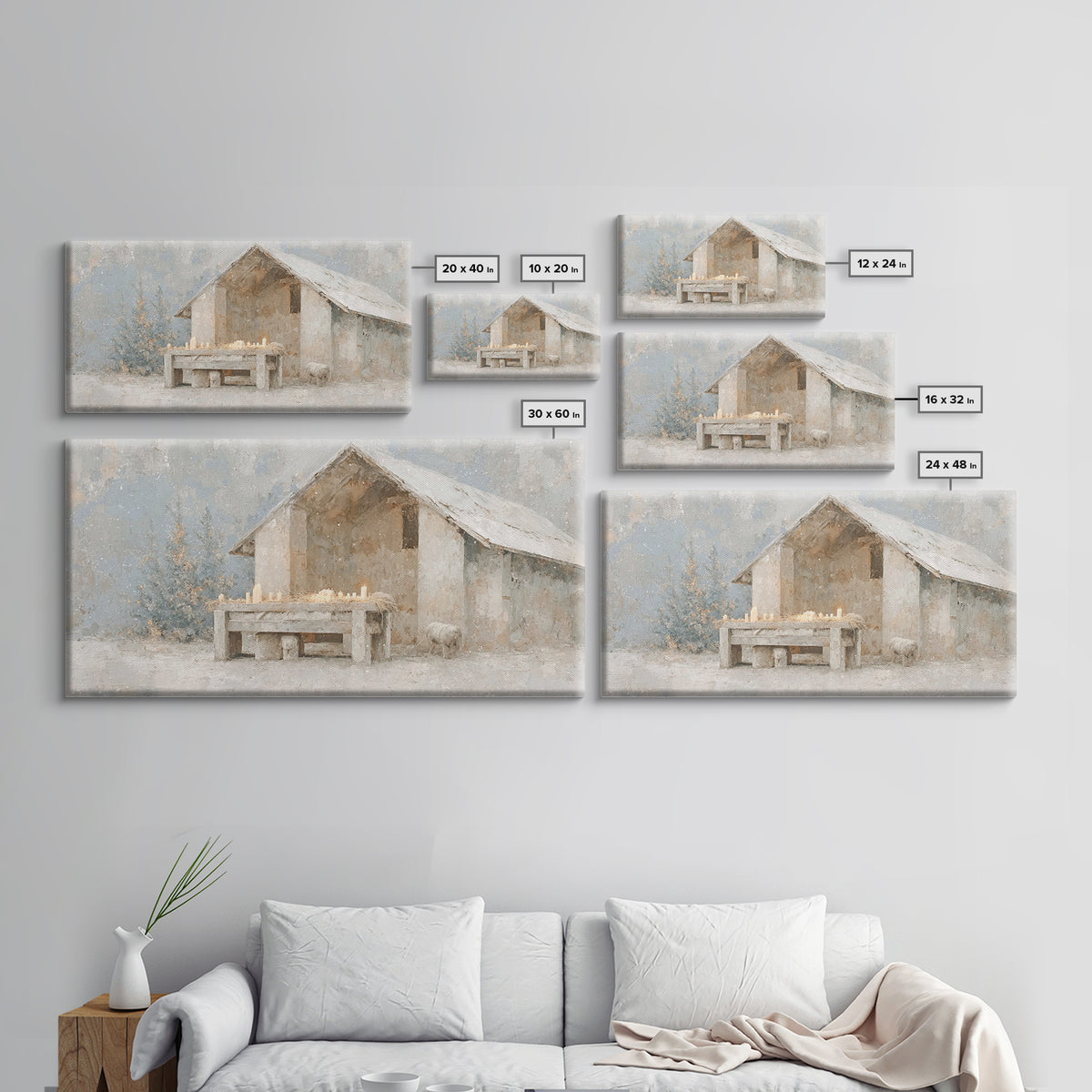 Silent Manger Light – Framed Canvas Print – Christian Wall Art – Christian Art Canvas – Christmas Art – Vintage Christmas Art – Christian D