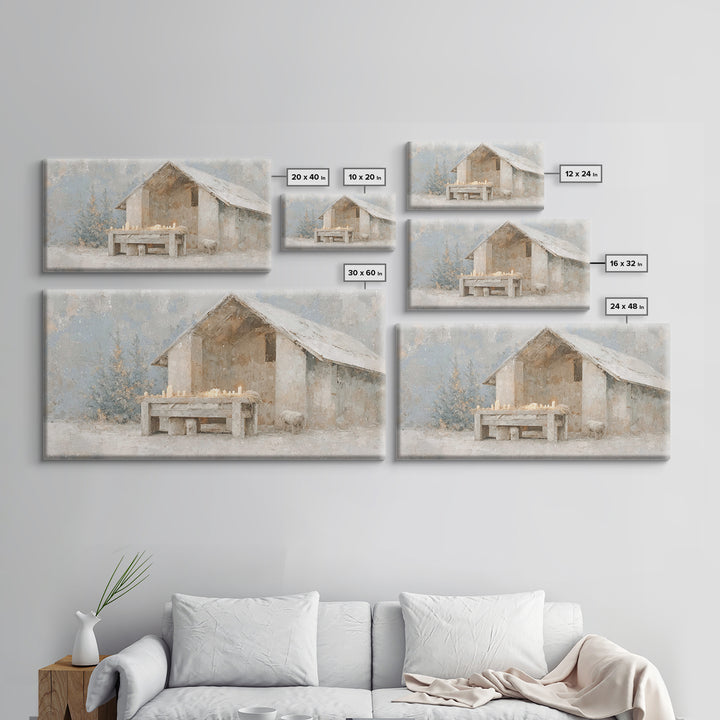 Silent Manger Light – Framed Canvas Print – Christian Wall Art – Christian Art Canvas – Christmas Art – Vintage Christmas Art – Christian D