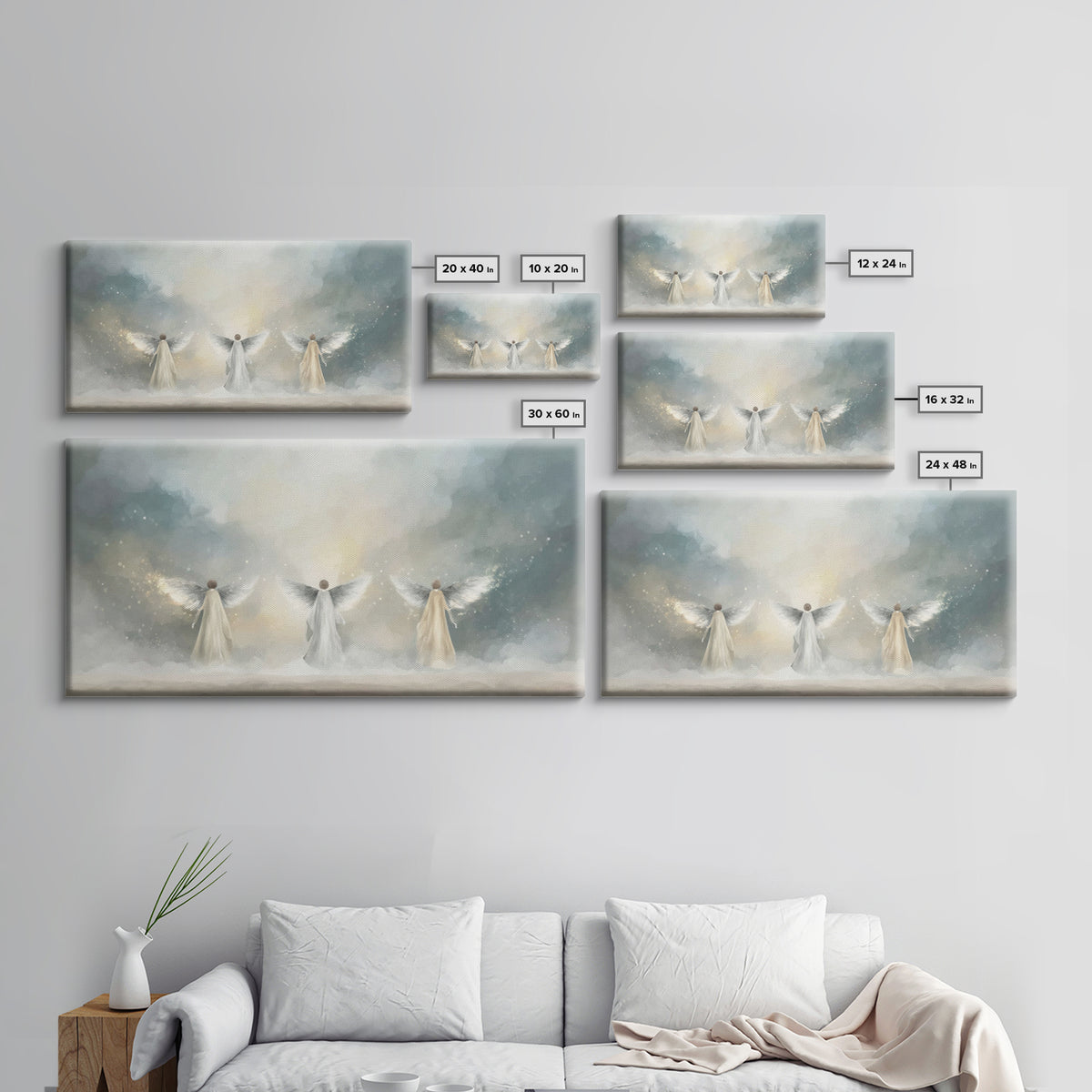 Heavenly Guardians – Framed Canvas Print – Christian Wall Art – Christian Art Canvas – Christian Painting – Christian Art Work – Subtle Chr