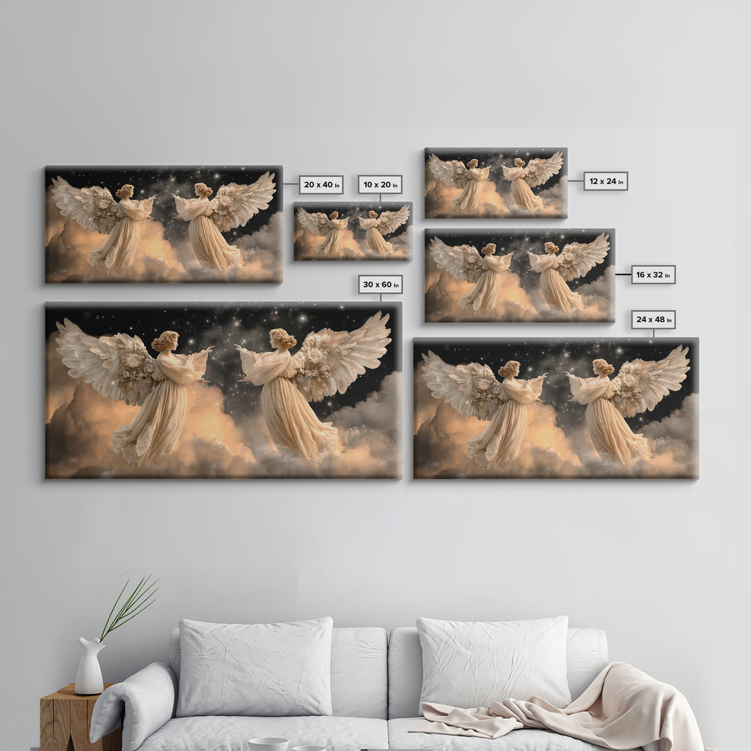 Starlit Guardians – Framed Canvas Print – Christian Art Painting – Christian Wall Art – Moody Christian Art – Christian Art Canvas – Christ