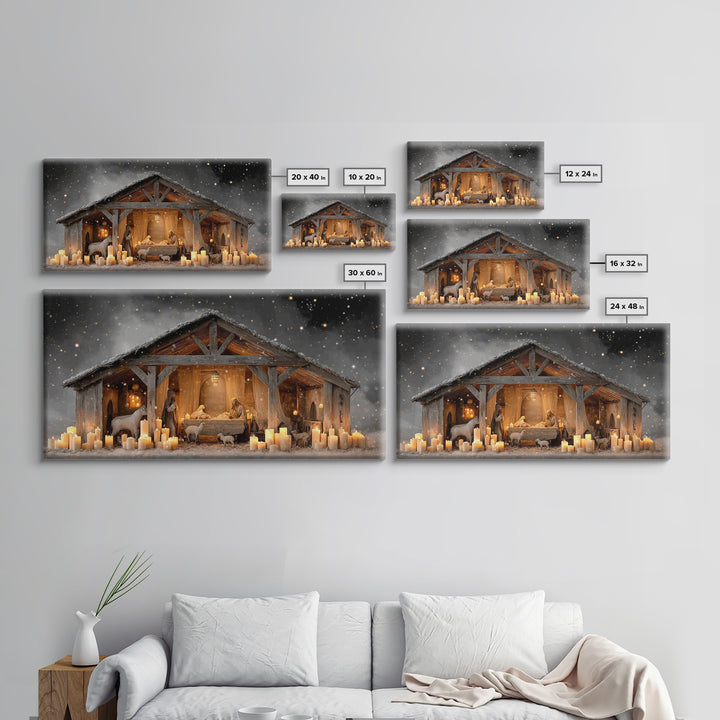 Nativity Night Peace, Framed Canvas Print, Christian Christmas Art, Christian Wall Art, Jesus Christmas Art, Christian Art Canvas, Christma