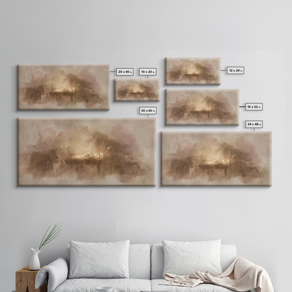 Silent Manger Light – Framed Canvas Print – Christian Art Canvas – Christian Christmas Art – Jesus Painting – Christmas Art – Christian Art