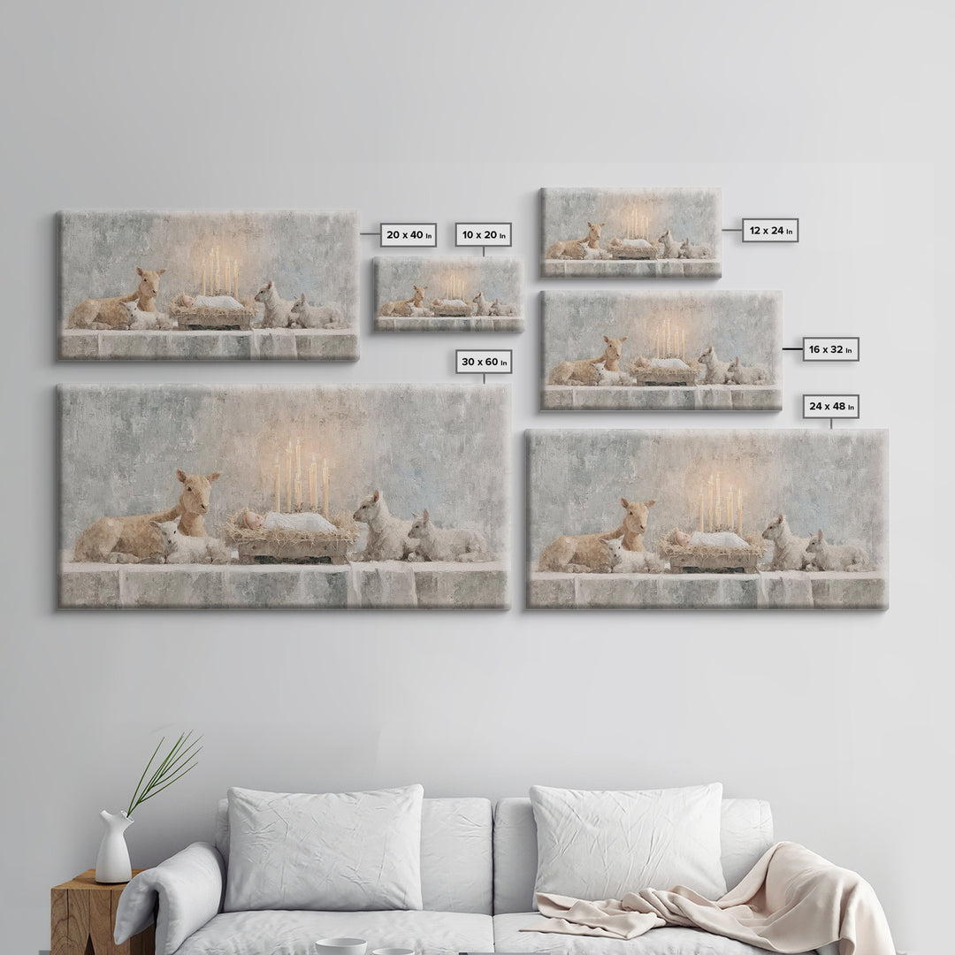 Heavenly Manger Light | Framed Canvas Print | Jesus Painting | Christian Art Canvas | Christian Christmas Art | Christian Wall Art