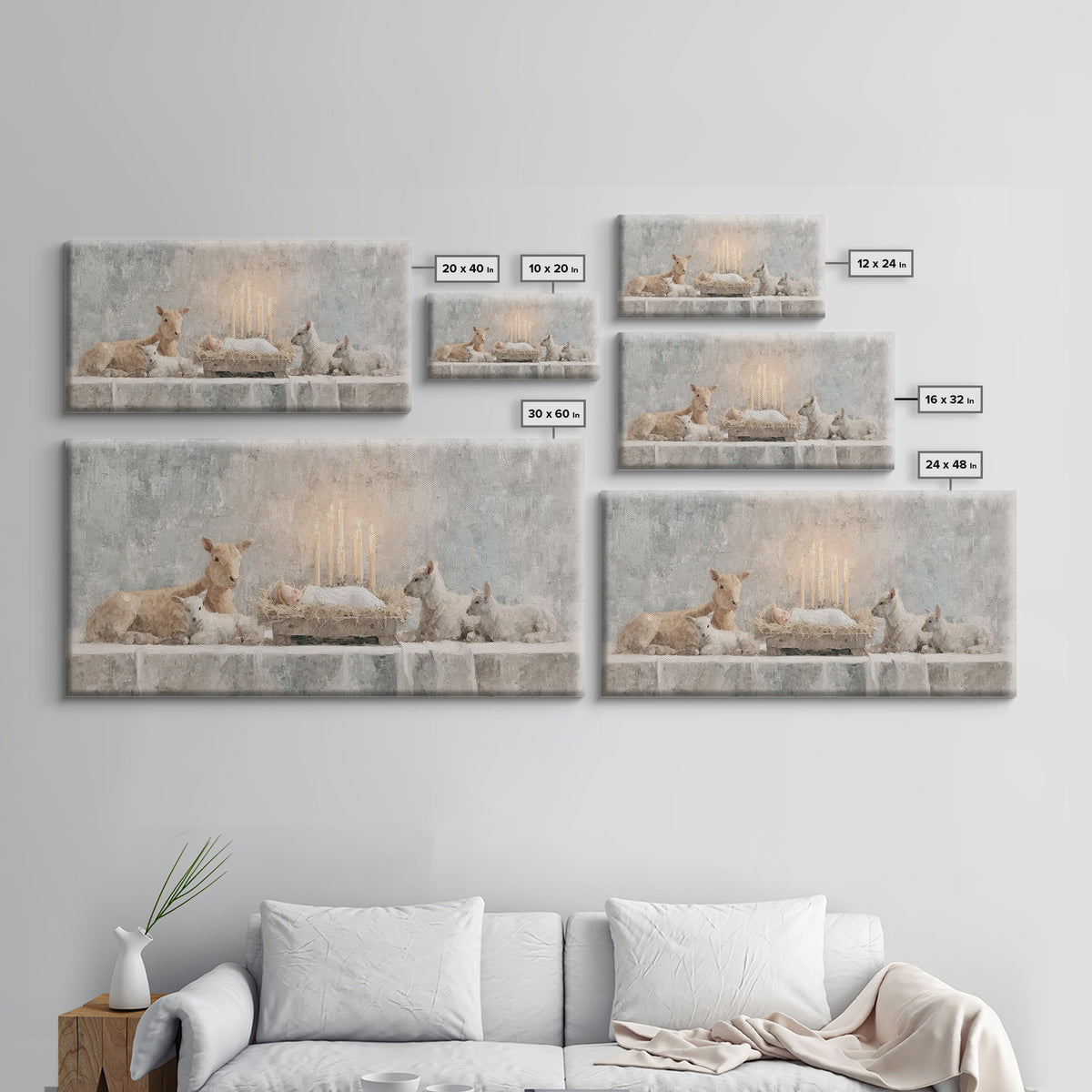 Heavenly Manger Light | Framed Canvas Print | Jesus Painting | Christian Art Canvas | Christian Christmas Art | Christian Wall Art