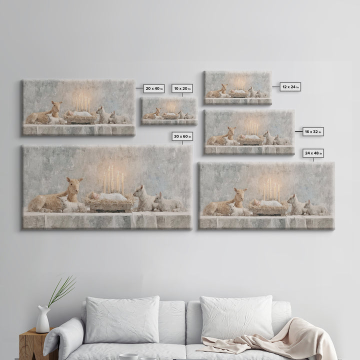 Heavenly Manger Light | Framed Canvas Print | Jesus Painting | Christian Art Canvas | Christian Christmas Art | Christian Wall Art