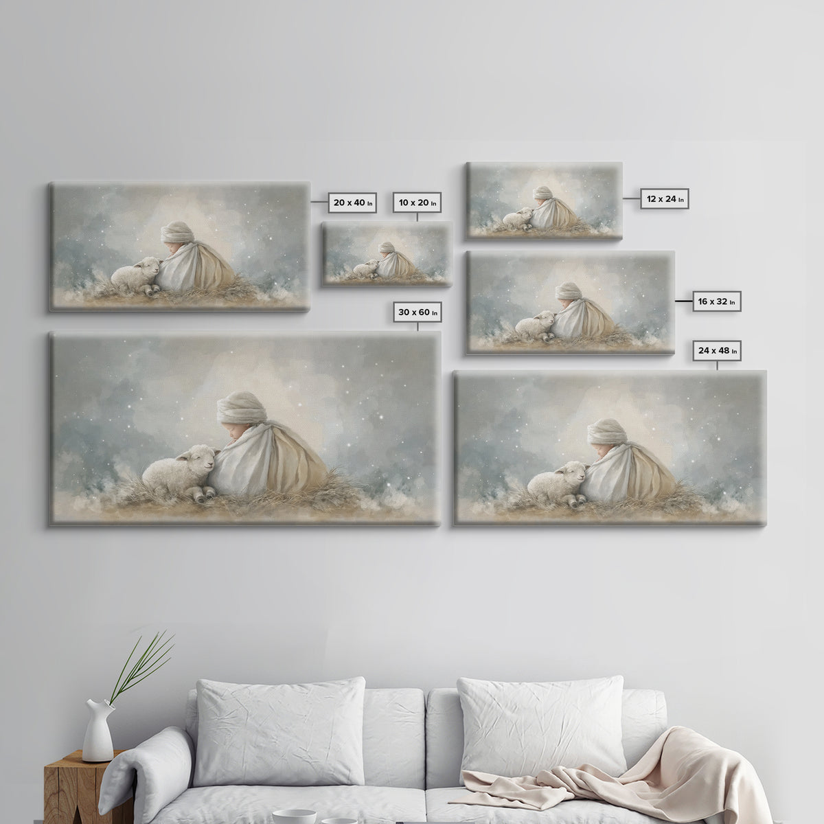Blessed Night Watch, Framed Canvas Print, Christian Christmas Art, Christian Wall Art, Christian Art Canvas, Jesus Painting, Christmas Art