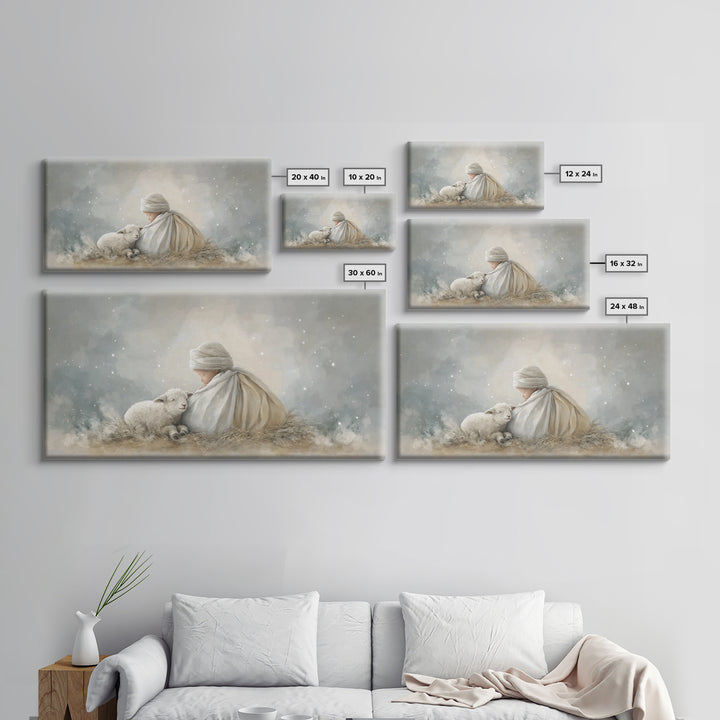 Blessed Night Watch, Framed Canvas Print, Christian Christmas Art, Christian Wall Art, Christian Art Canvas, Jesus Painting, Christmas Art