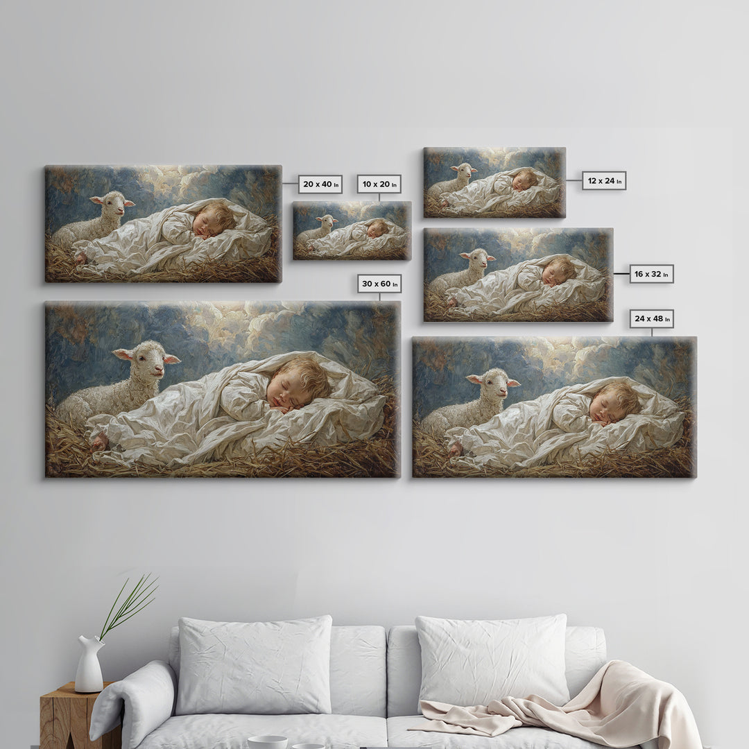 Peaceful Cradle Sky | Framed Canvas Print | Christian Wall Art | Jesus Painting | Christian Art Canvas | Christian Christmas Art