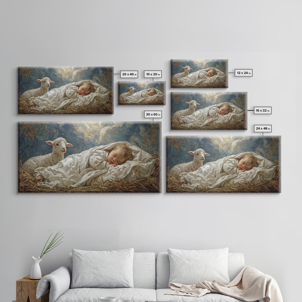 Peaceful Cradle Sky | Framed Canvas Print | Christian Wall Art | Jesus Painting | Christian Art Canvas | Christian Christmas Art