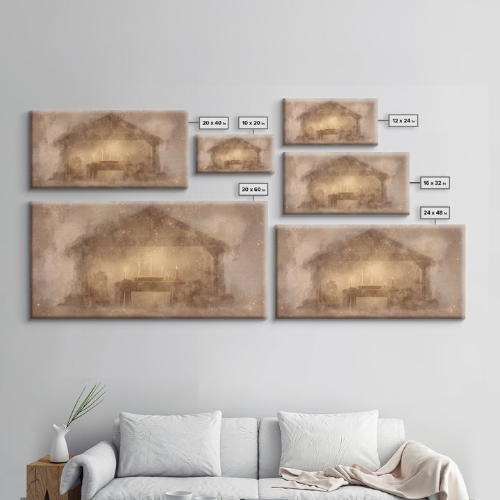 Bethlehem Shelter Calm – Framed Canvas Print – Christian Art Canvas – Christian Christmas Art – Christmas Wall Art – Christian Decor – Subt