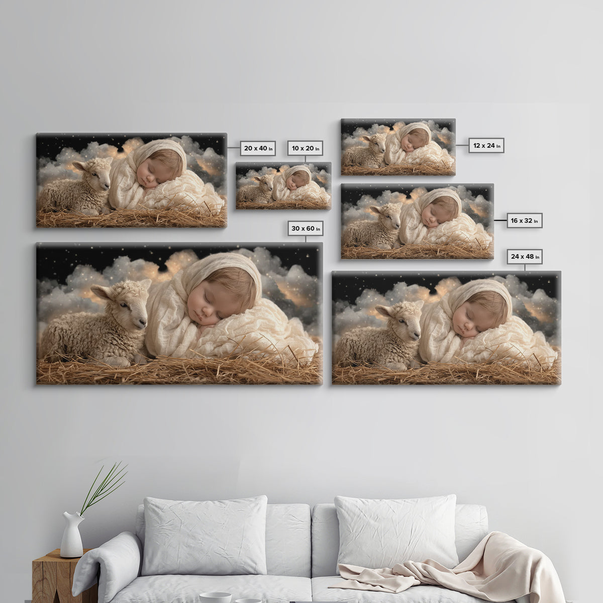 Starry Manger Grace | Framed Canvas Print | Christian Wall Art | Christian Art Canvas | Jesus Christmas Art | Christmas Art Work | Christia