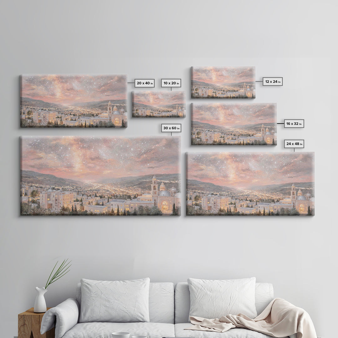 City of Promise, Framed Canvas Print, Christian Wall Art, Christian Art Canvas, Christmas Art Prints, Christian Christmas Decor, Modern Chr
