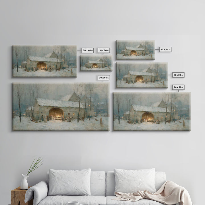 Snowbound Gathering Light | Framed Canvas Print | Christmas Art | Christian Wall Art | Vintage Christmas Art | Christian Art Canvas | Chris