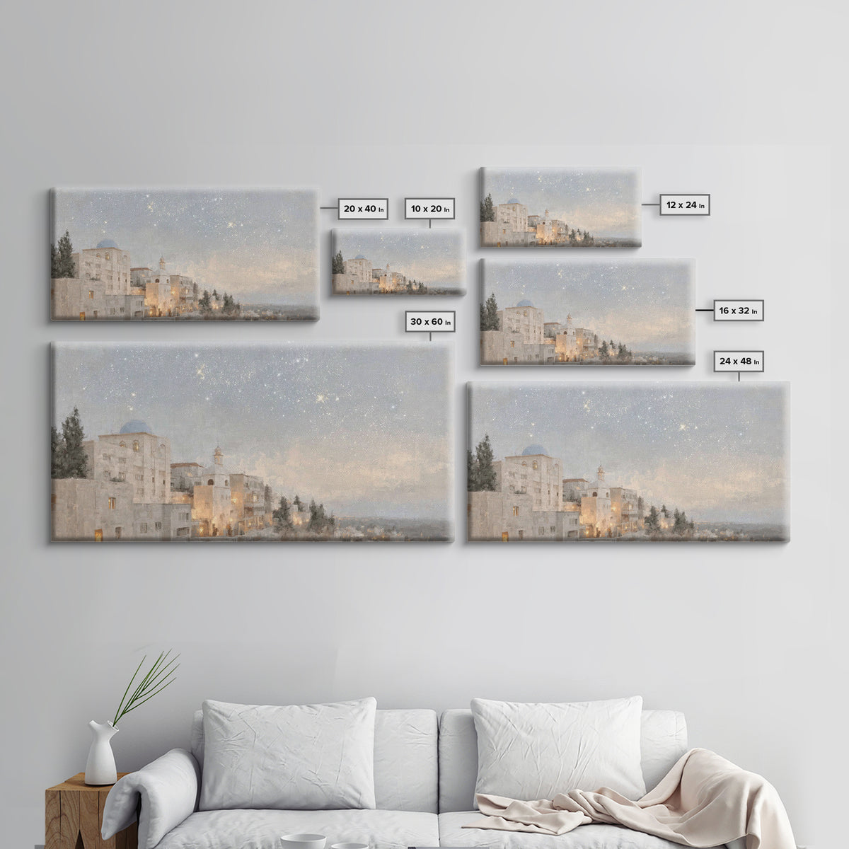 Dawn Over Bethlehem, Framed Canvas Print, Christian Wall Art, Christian Christmas Art, Christian Art Canvas, Christmas Wall Art, Modern Chr