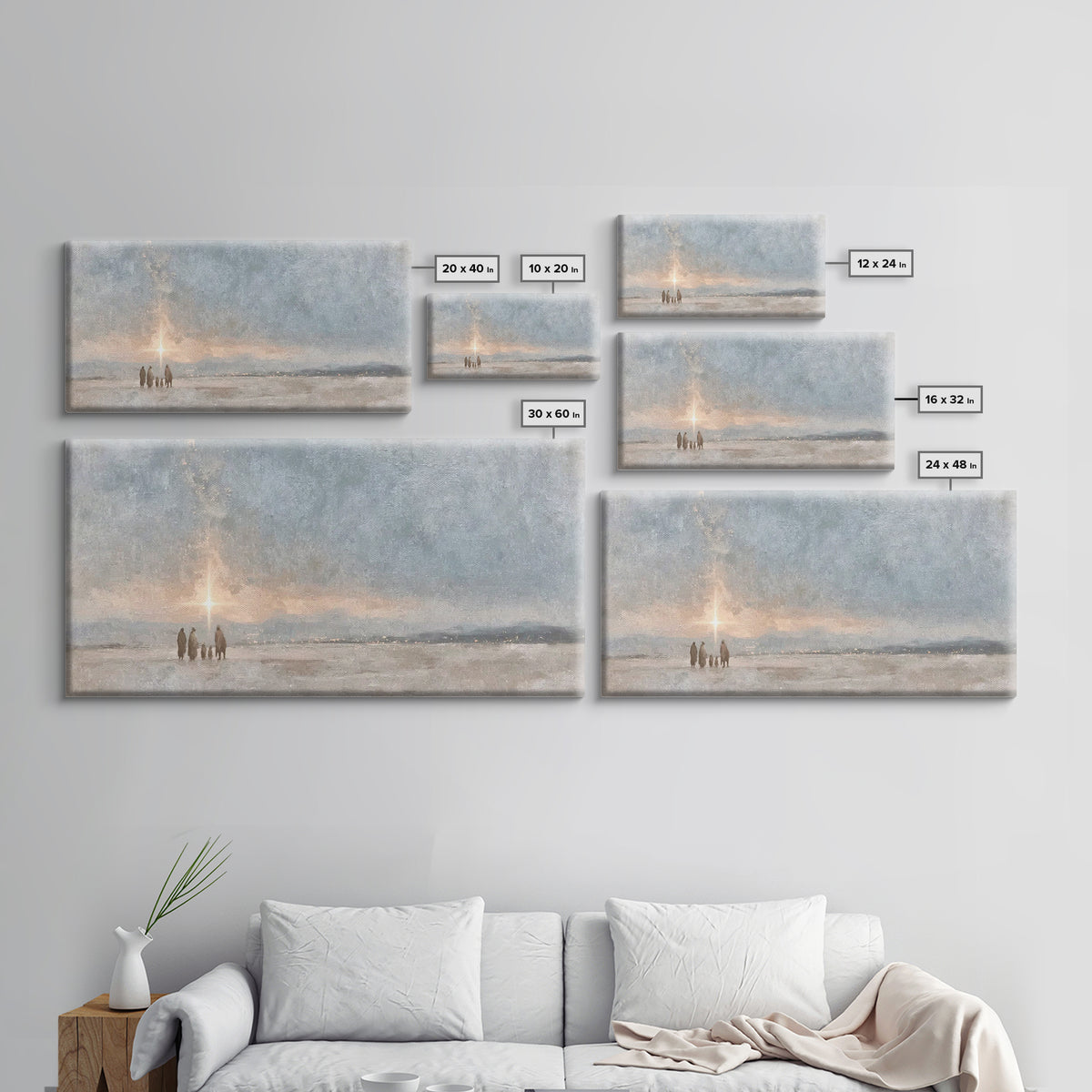 Starlit Pilgrimage | Framed Canvas Print | Christmas Art Prints | Christian Wall Art | Christian Art Canvas | Moody Christmas Art | Christi