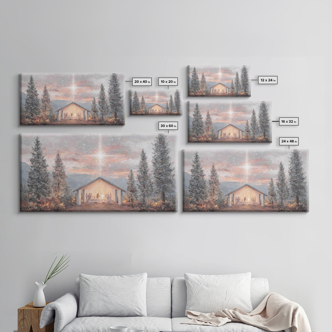 Nativity Light Rising – Framed Canvas Print – Christian Christmas Art – Christmas Wall Art – Christian Art Canvas – Christian Paintings – F