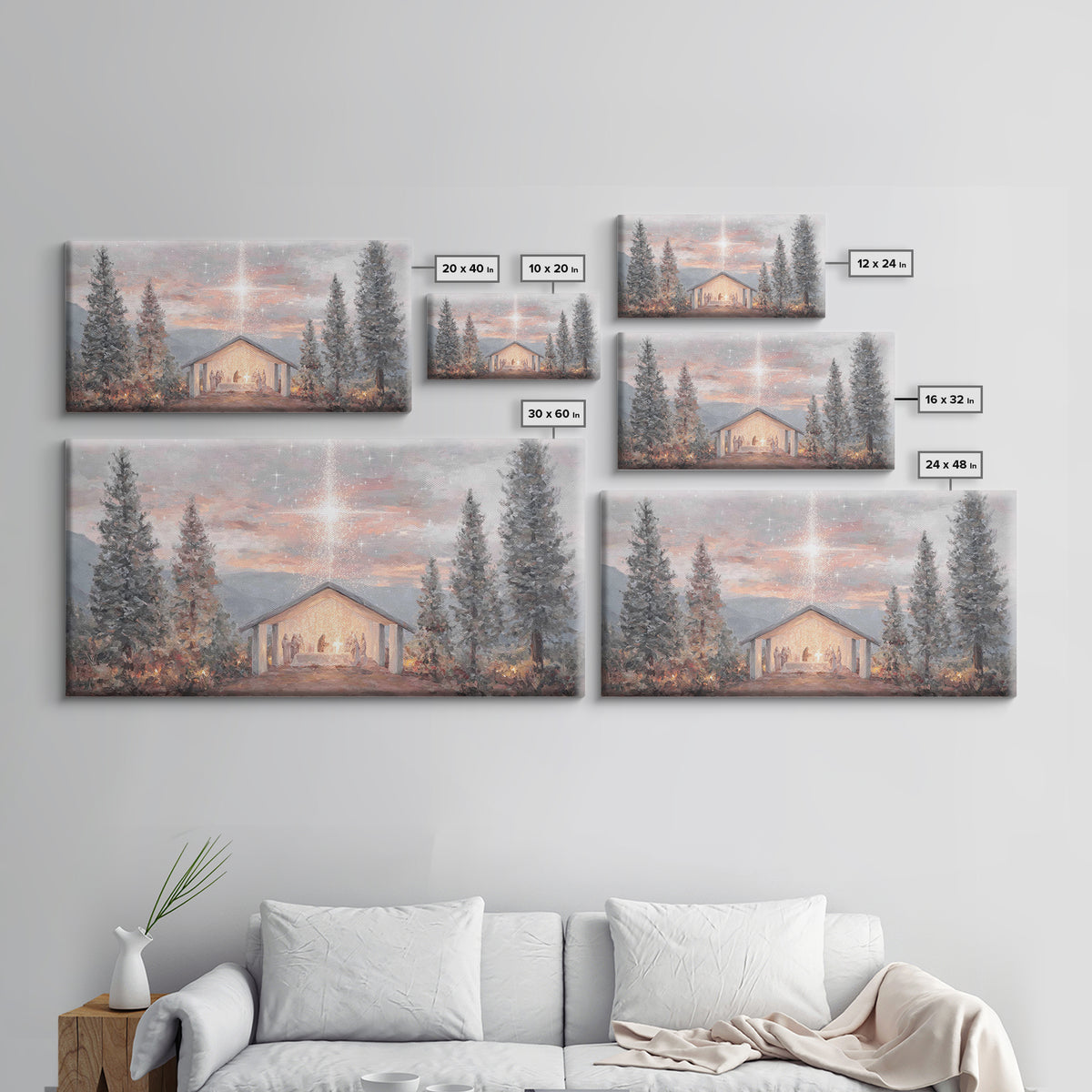 Nativity Light Rising – Framed Canvas Print – Christian Christmas Art – Christmas Wall Art – Christian Art Canvas – Christian Paintings – F