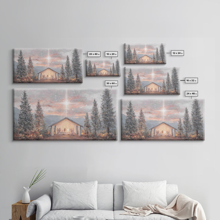 Nativity Light Rising – Framed Canvas Print – Christian Christmas Art – Christmas Wall Art – Christian Art Canvas – Christian Paintings – F