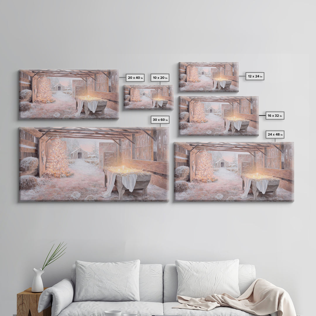 Manger Dawn Promise, Framed Canvas Print, Christian Christmas Art, Christian Art Canvas, Christmas Wall Art, Christian Wall Art, Christmas