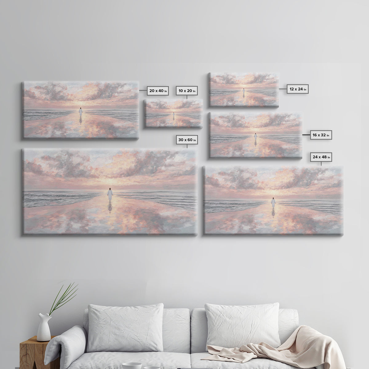 Heavenly Shore – Framed Canvas Print – Christian Wall Art – Large Jesus Painting – Christian Art Painting – Modern Christian Art – Christia