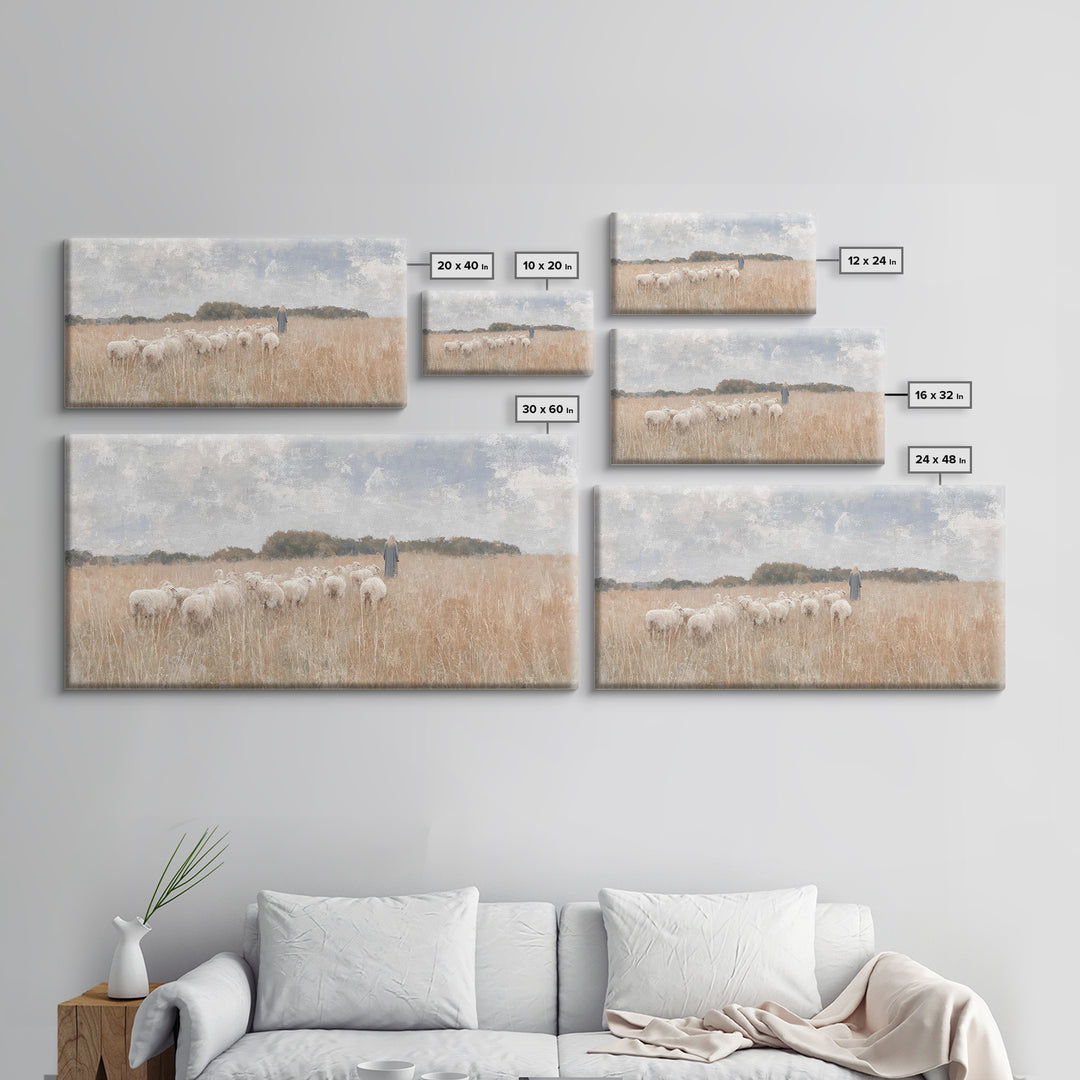 Shepherd’s Calling – Framed Canvas Print – Christian Art Work – Christian Wall Art – Large Christian Painting – Christian Art Canvas – Chri