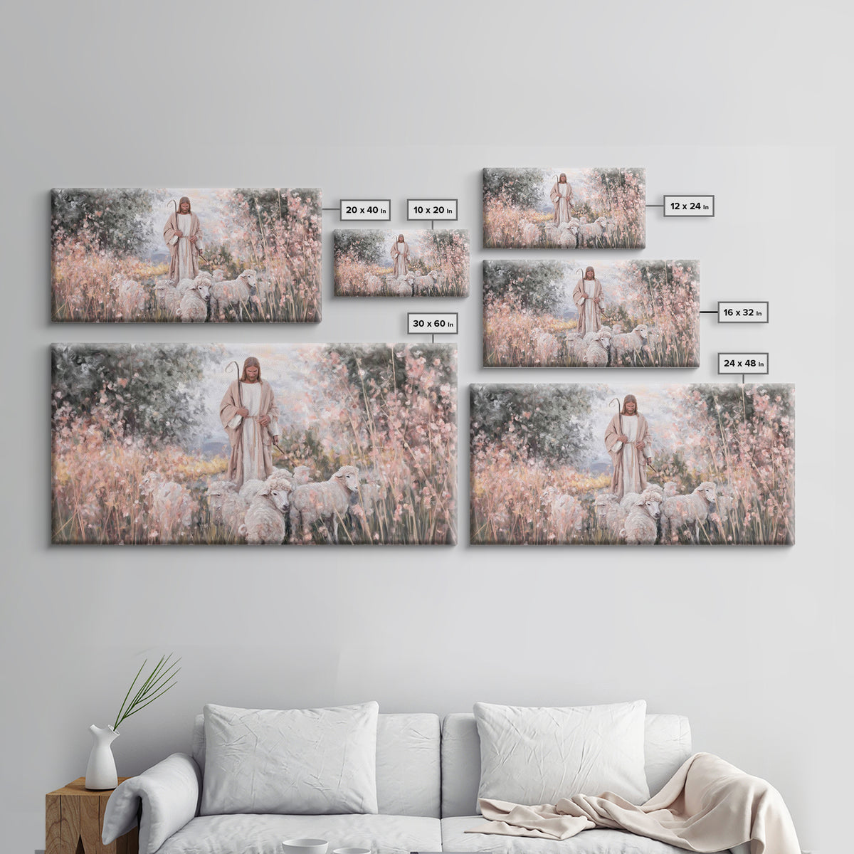 Pastel Shepherd Light – Framed Canvas Print – Christian Art Canvas – Modern Christian Art – Christian Wall Art – Christian Art Print – Chri
