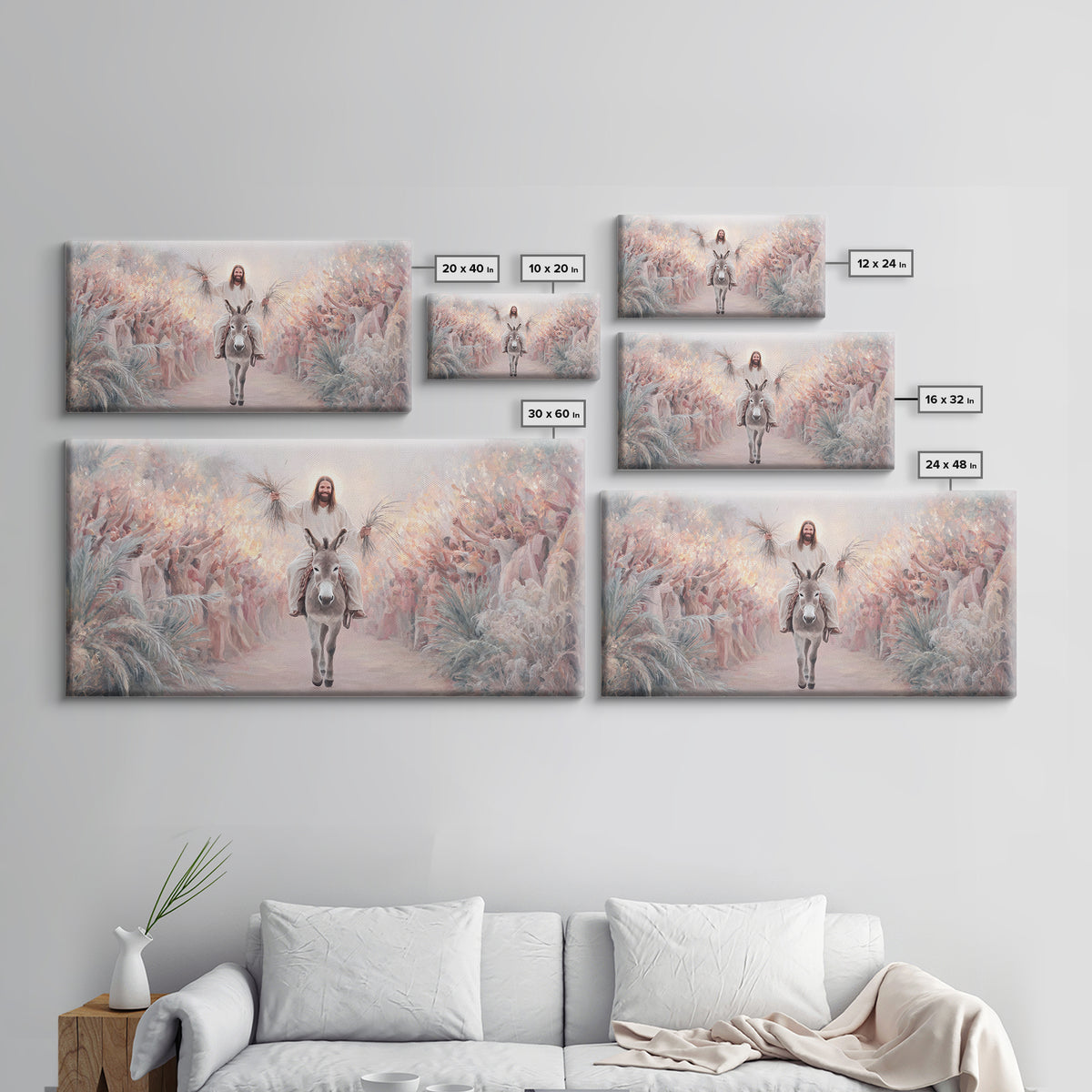 Palm Procession Joy, Framed Canvas Print, Christian Wall Art, Christian Art Canvas, Christian Gift, Christmas Art, Jesus Painting