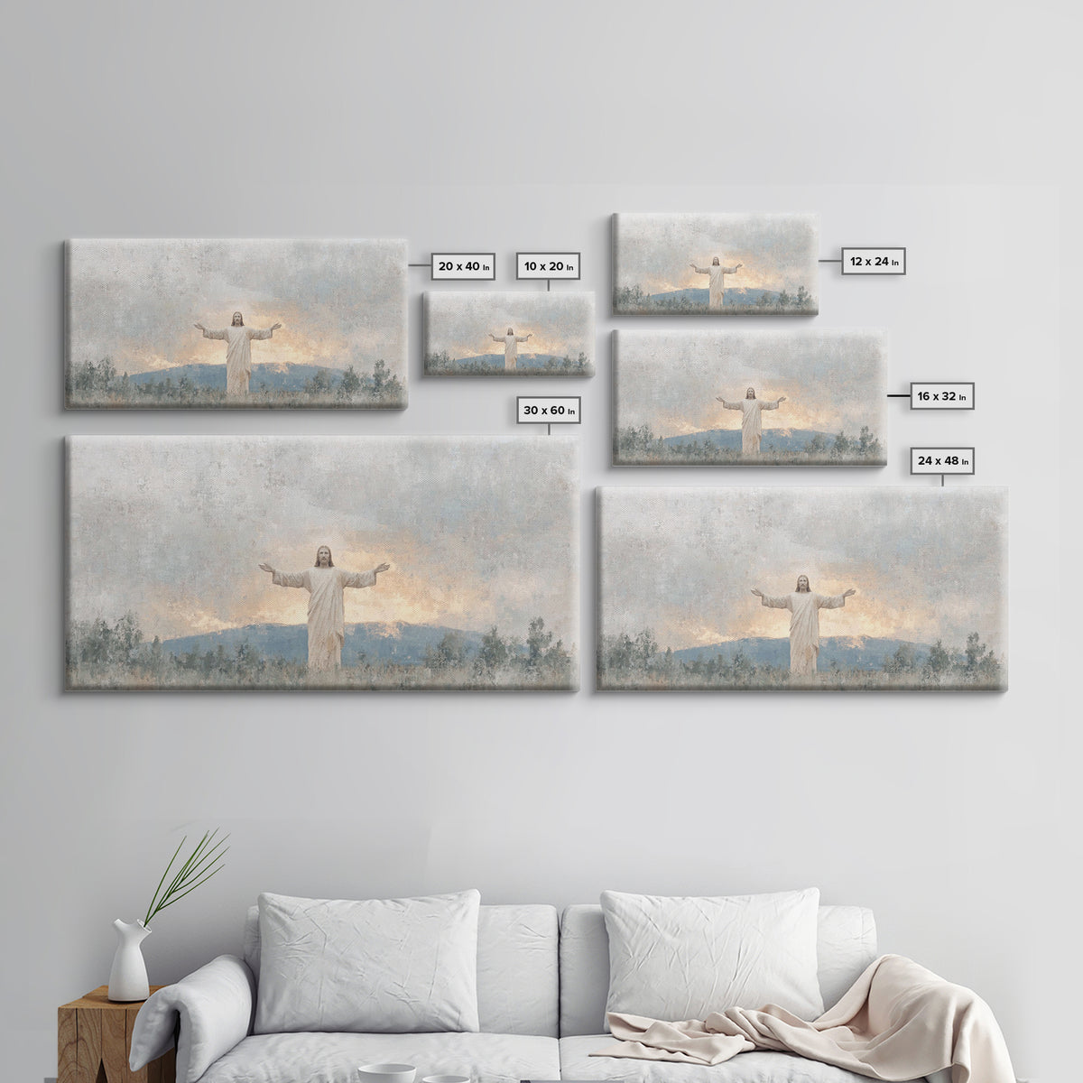 Open Arms Light | Framed Canvas Print | Christian Wall Art | Jesus Painting | Christian Art Canvas | Christian Gift | Modern Christian Art