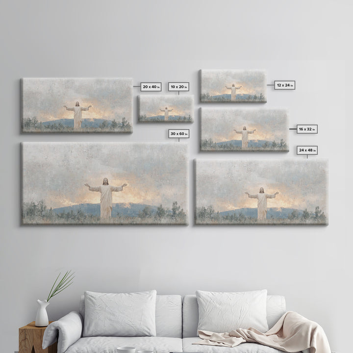 Open Arms Light | Framed Canvas Print | Christian Wall Art | Jesus Painting | Christian Art Canvas | Christian Gift | Modern Christian Art