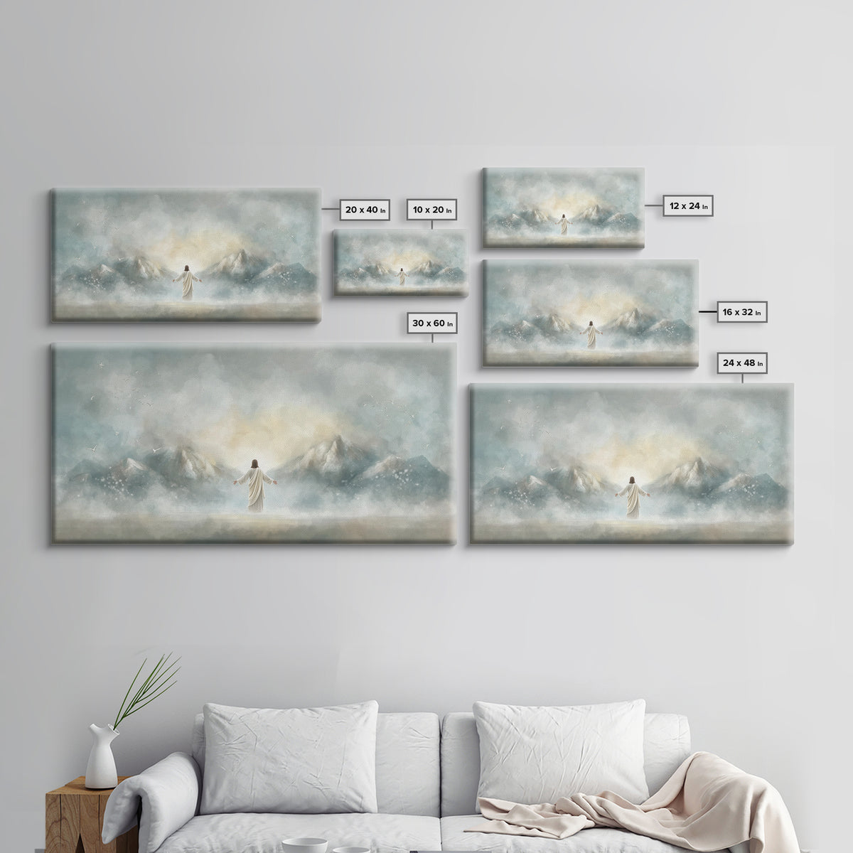 Peaceful Pastures, Framed Canvas Print, Christian Art Canvas, Christian Painting, Christian Wall Art, Christian Art, Jesus Painting