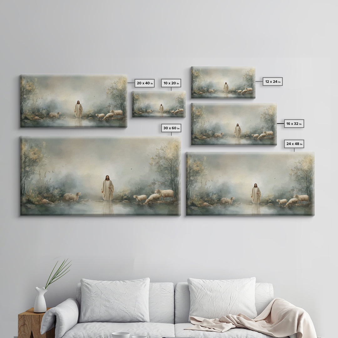 Twilight Shepherd | Framed Canvas Print | Christian Art Canvas | Jesus Painting | Christian Wall Art | Christian Painting | Christian Decor