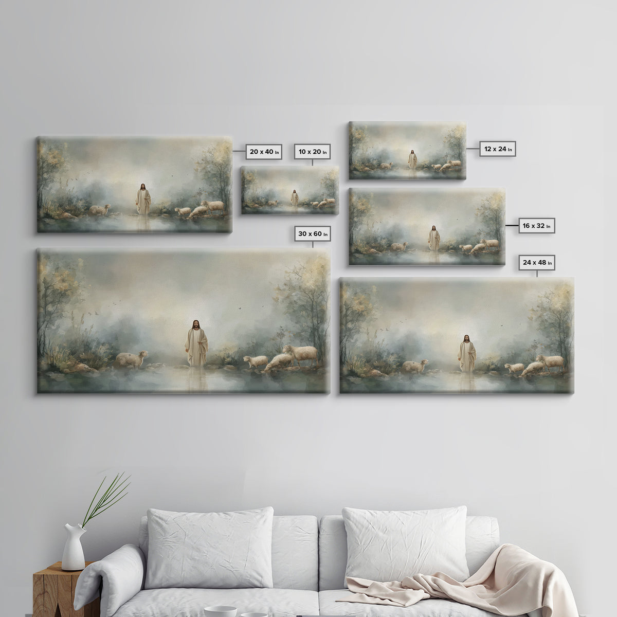 Twilight Shepherd | Framed Canvas Print | Christian Art Canvas | Jesus Painting | Christian Wall Art | Christian Painting | Christian Decor