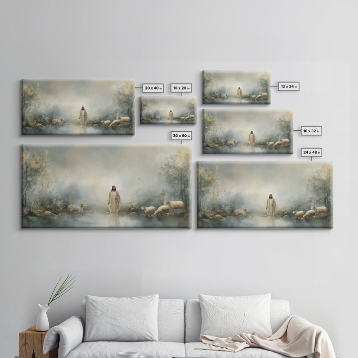 Twilight Shepherd | Framed Canvas Print | Christian Art Canvas | Jesus Painting | Christian Wall Art | Christian Painting | Christian Decor