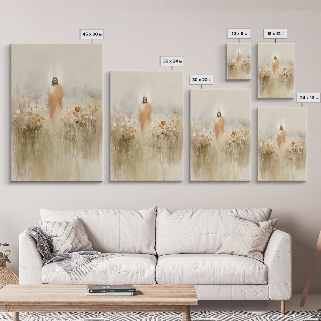 Flowers of His Mercy – Framed Canvas Print – Christian Art Canvas – Minimalist Christian Art – Jesus Painting – Christian Wall Art