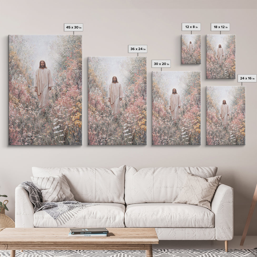 Radiant Garden Light | Framed Canvas Print | Christian Art Canvas | Jesus Painting | Modern Christian Art | Christian Wall Art | Christian