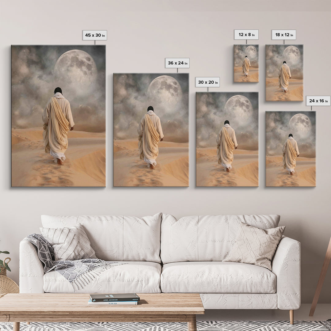 Silent Dawn Path – Framed Canvas Print – Jesus Painting – Christian Wall Art – Subtle Christian Art – Christian Art Canvas – Christian Gift