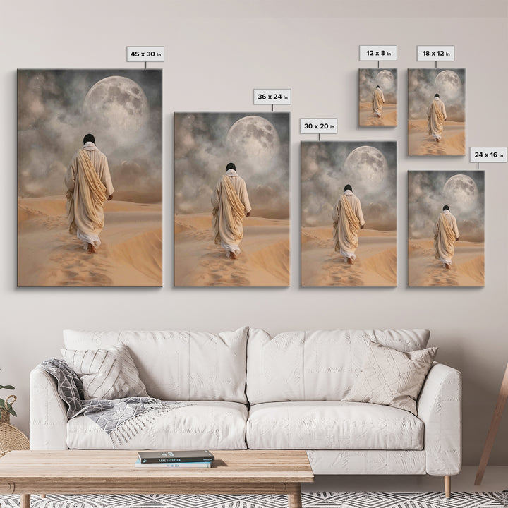 Silent Dawn Path – Framed Canvas Print – Jesus Painting – Christian Wall Art – Subtle Christian Art – Christian Art Canvas – Christian Gift