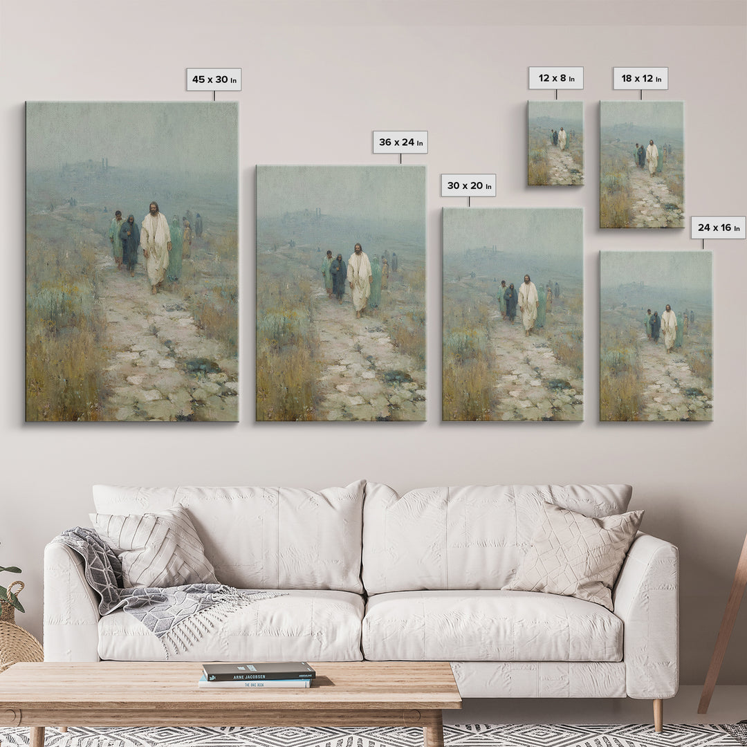 Path Of Discipleship | Framed Canvas Print | Christian Art Canvas | Jesus Painting | Vintage Christian Art | Christian Wall Art | Christian
